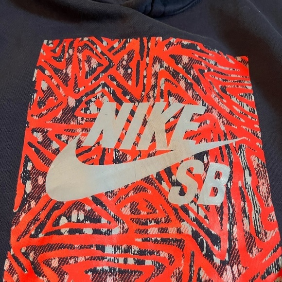 Nike SB Triangle GFX Hoodie Sz L Pullover Mens Navy Blue Red - Picture 6 of 9